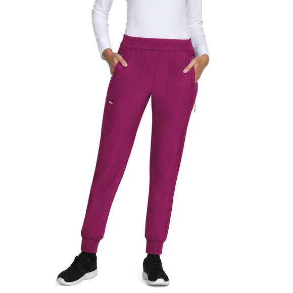 KOI Lite Stretch Scrub Set - Action Y-Neck Top (XXS) & Pants (XS) - Raspberry - Picture 3 of 9